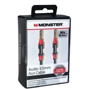 Monster 8-FT | 2.4 M AUDIO 3.5 MM AUX CABLE Gold Contacts HD Audio Phone Tablet